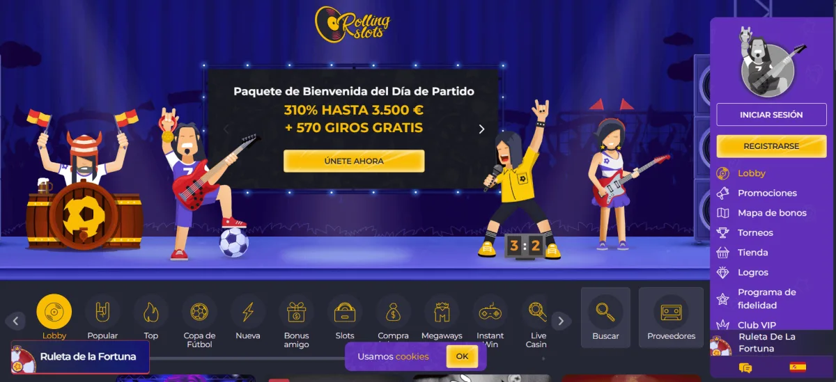 Rolling Slots homepage bono bienvenida casino online